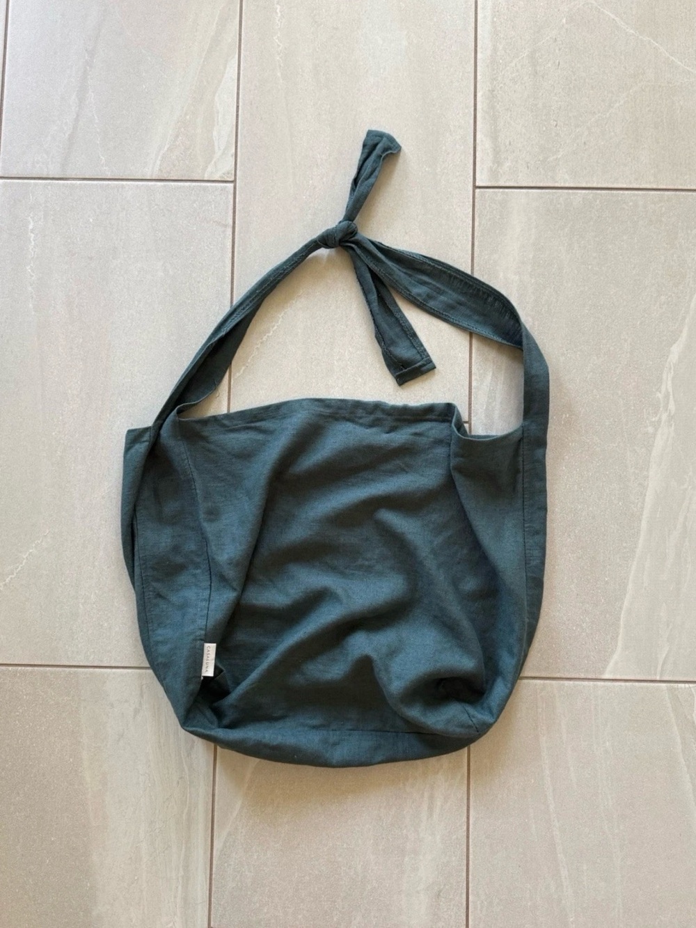 Casaluna Dark Green Oversized Hobo Shoulder Tote Bag Linen Blend Minimalist